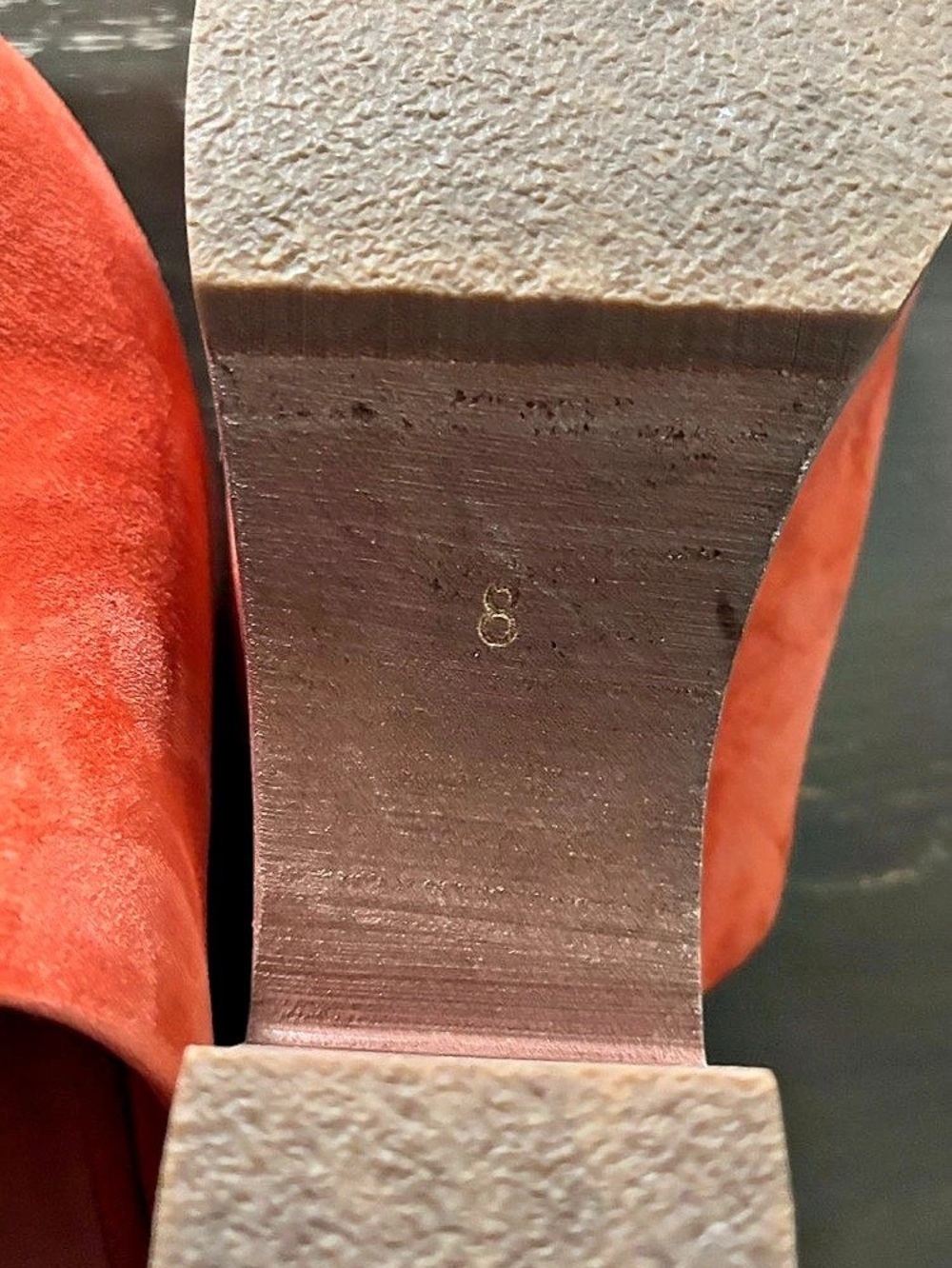 Charlotte Stone Orange Suede Wedge Clogs US 8 - Picture 3 of 6